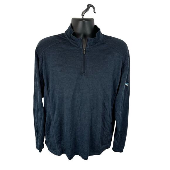 Kuhl Merino Wool Base Layer 1/4 Zip Longsleeve Size XL Navy Blue Flawed - Picture 1 of 11